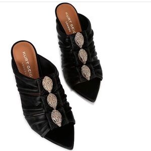Kurt Geiger women’s Black Mules with Silver Embellishments shoes size 7 NWT